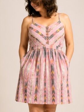 Ecote Urban outfitters pink cotton kilt dress pockets adjustable straps small